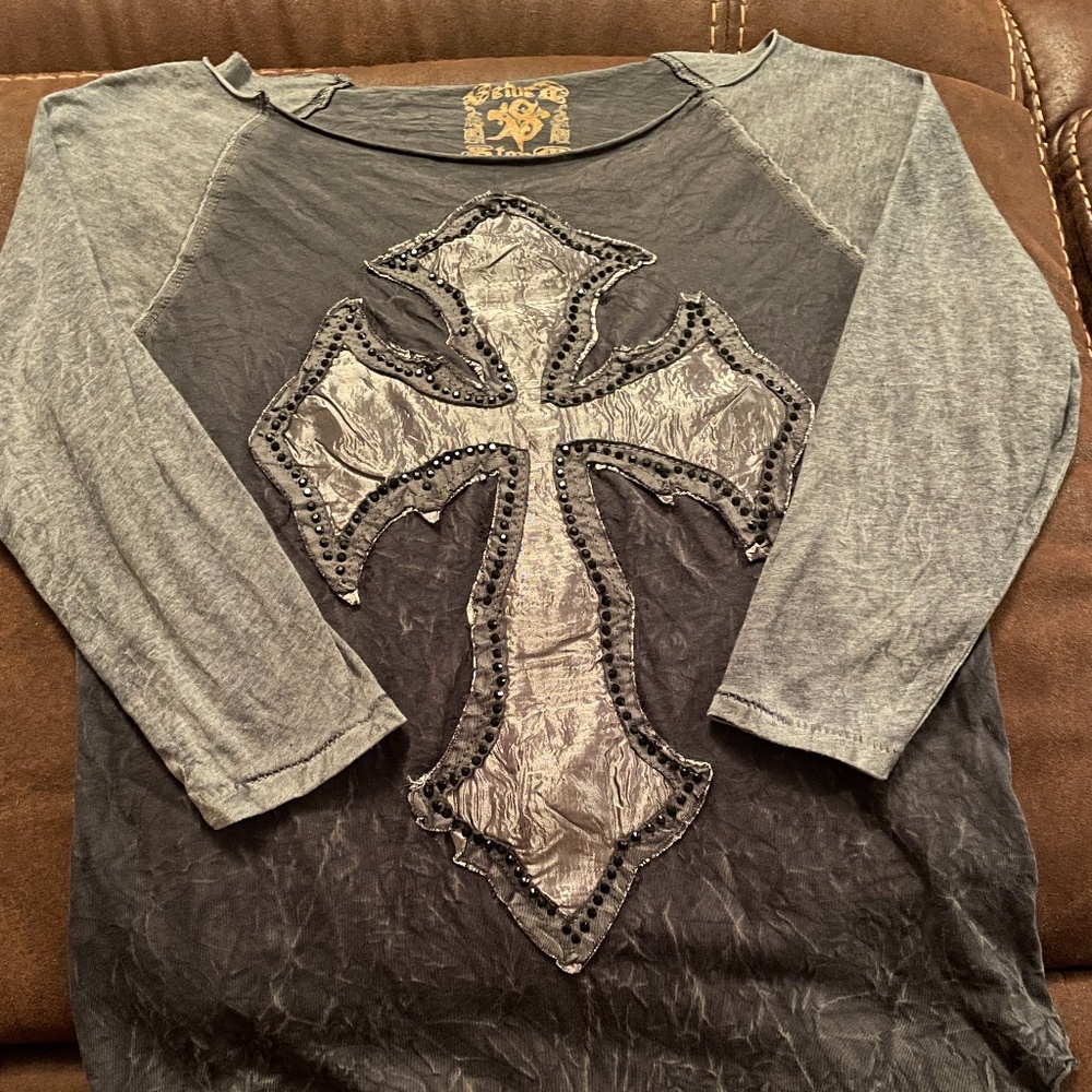 Rhinestone cross shirt